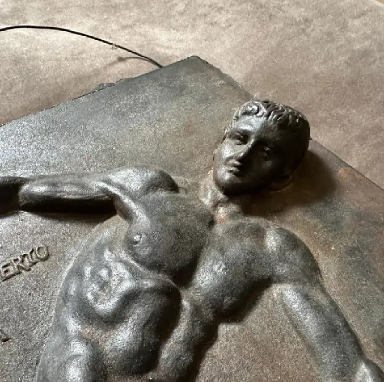 Bronze panel with relief of a Discobolus, 1950s 3