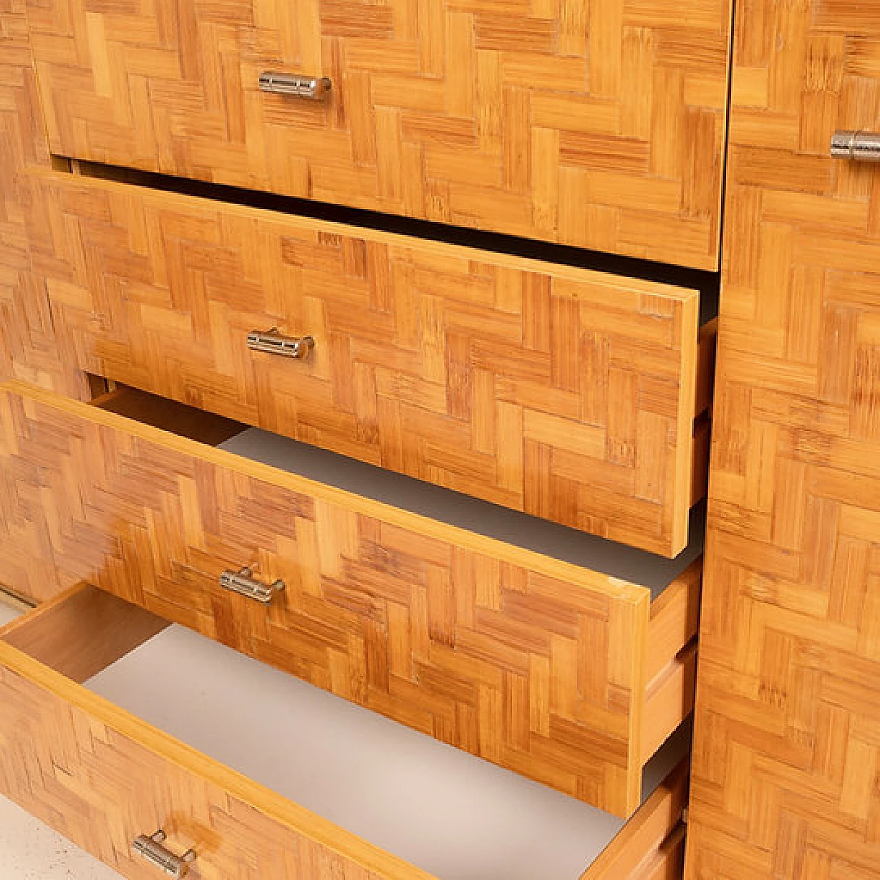 Sideboard of pressed bamboo and brass, 1970s 1