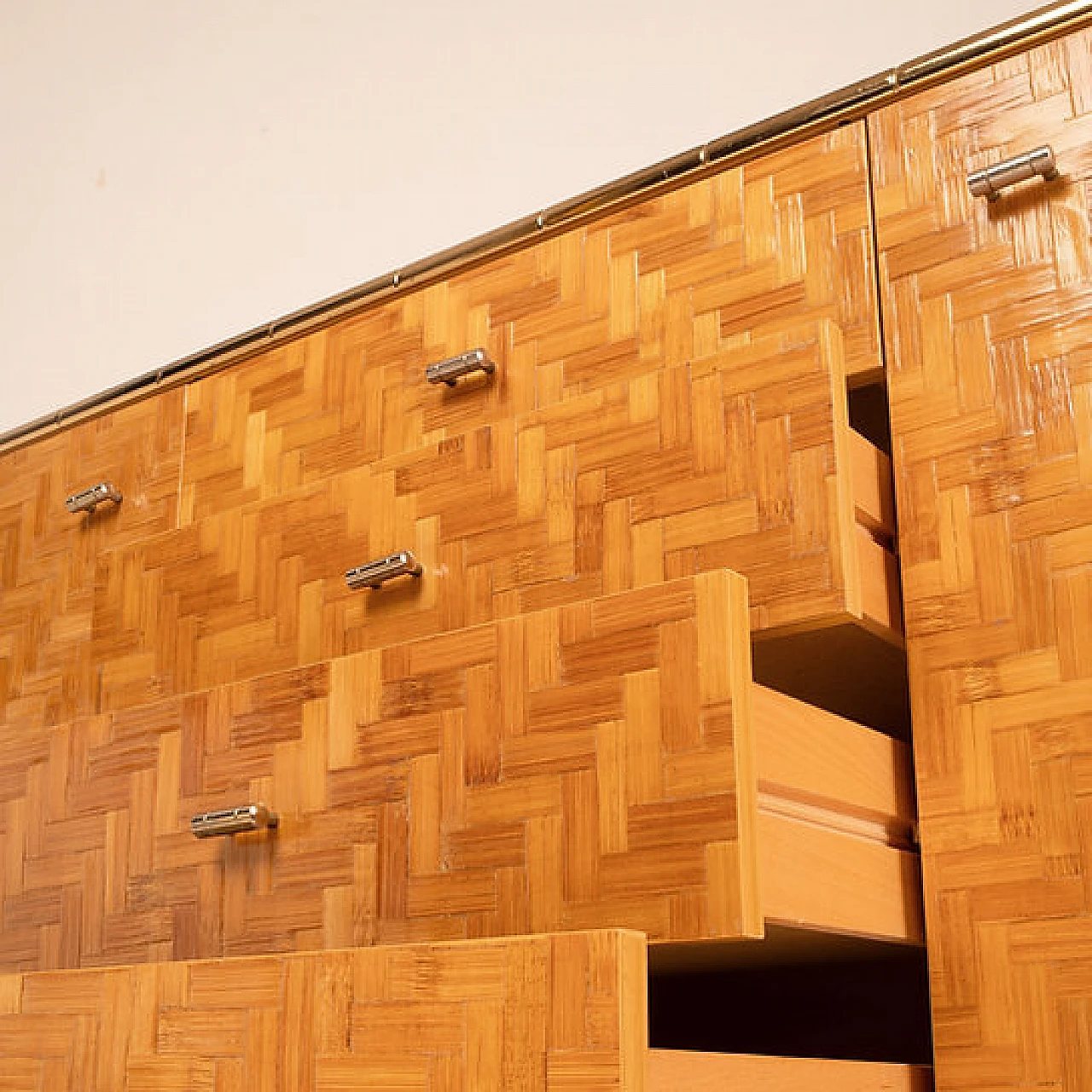 Sideboard of pressed bamboo and brass, 1970s 2