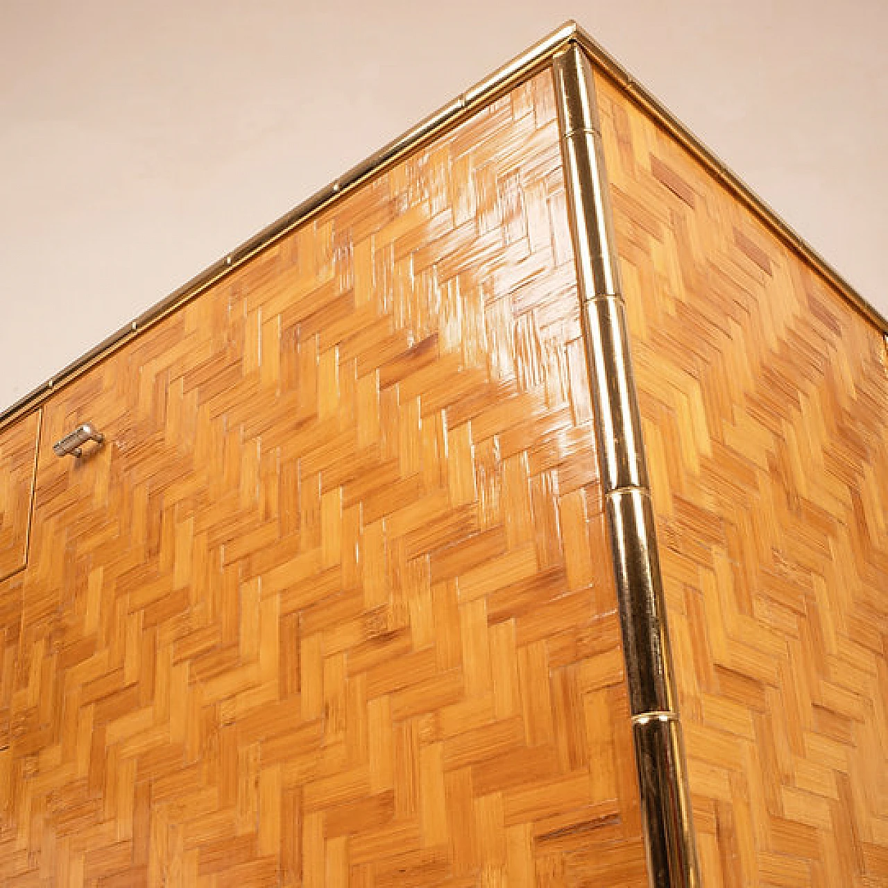 Sideboard of pressed bamboo and brass, 1970s 5