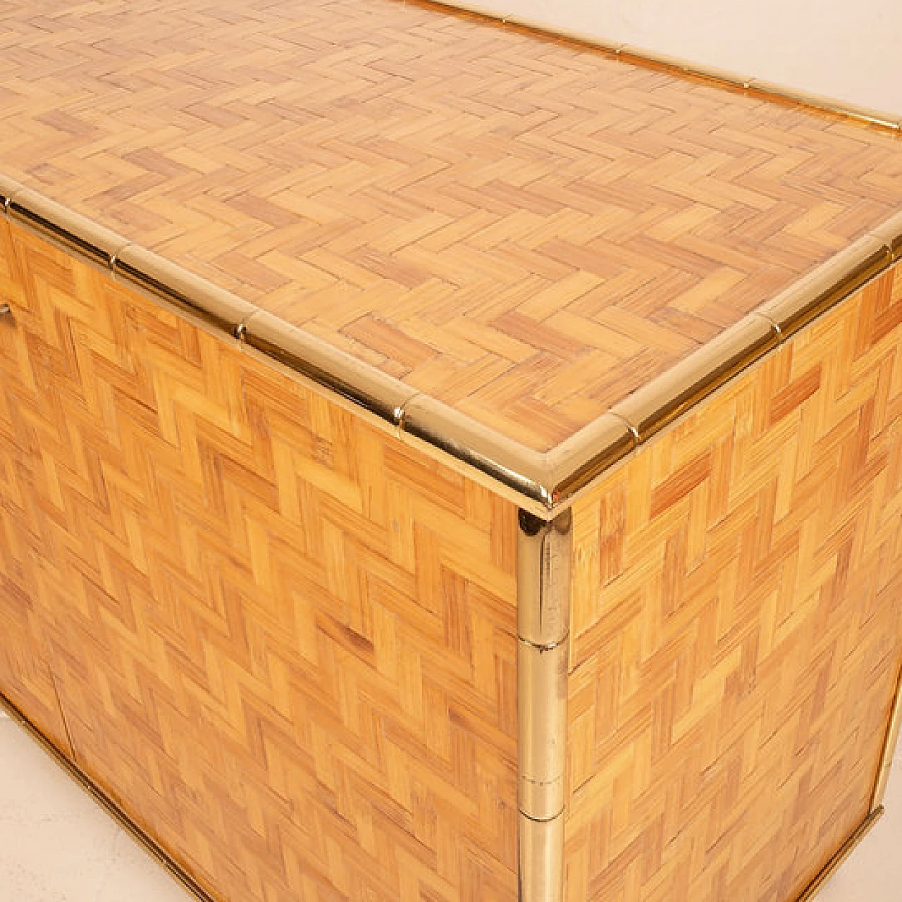 Sideboard of pressed bamboo and brass, 1970s 7