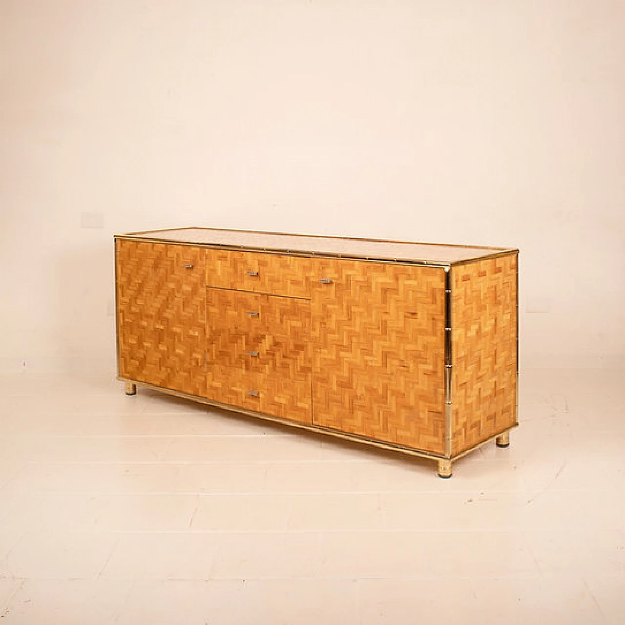 Sideboard of pressed bamboo and brass, 1970s 8