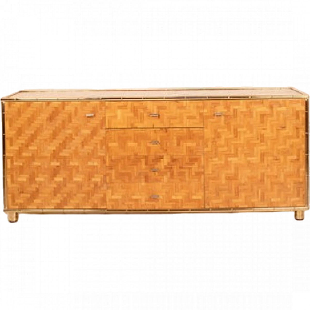 Sideboard of pressed bamboo and brass, 1970s 14