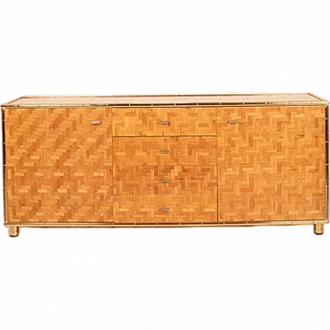 Sideboard of pressed bamboo and brass, 1970s