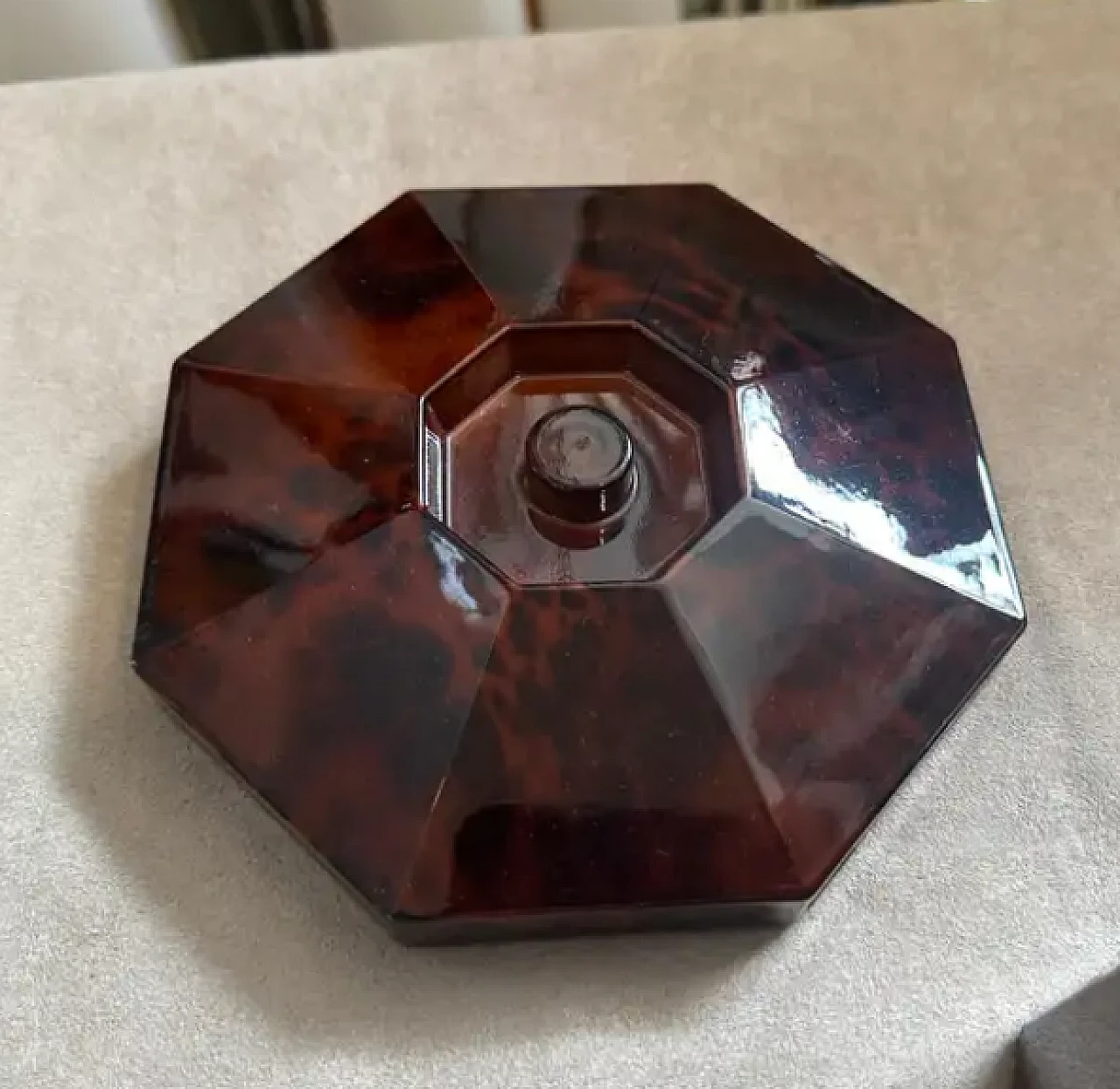 Secchiello per ghiaccio finto tartarugato in lucite e ottone, anni '70 5