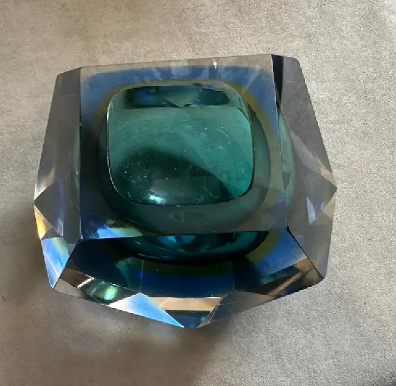 Submerged facetted Murano glass ashtray by Seguso, 1970s 4