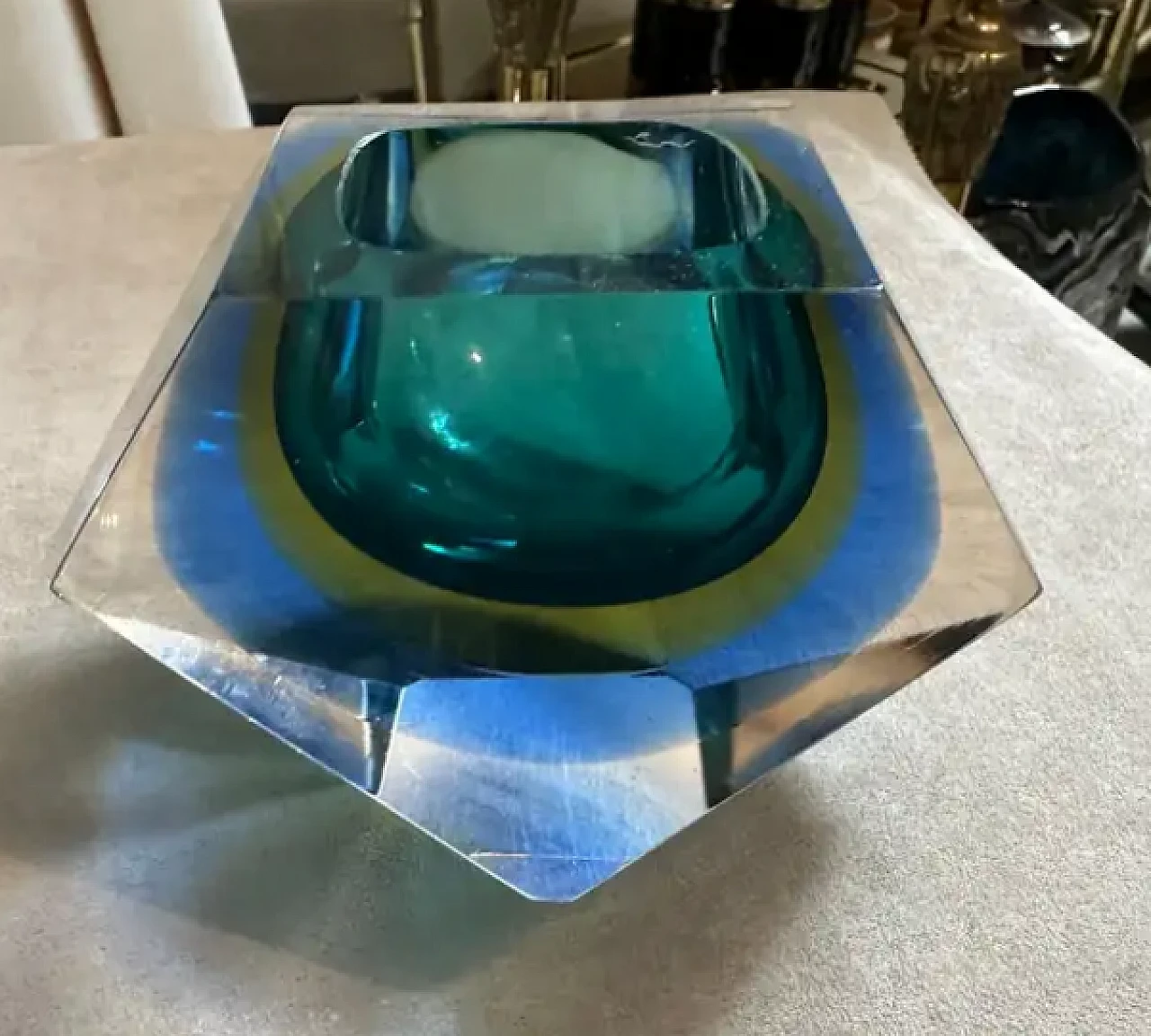 Submerged facetted Murano glass ashtray by Seguso, 1970s 6