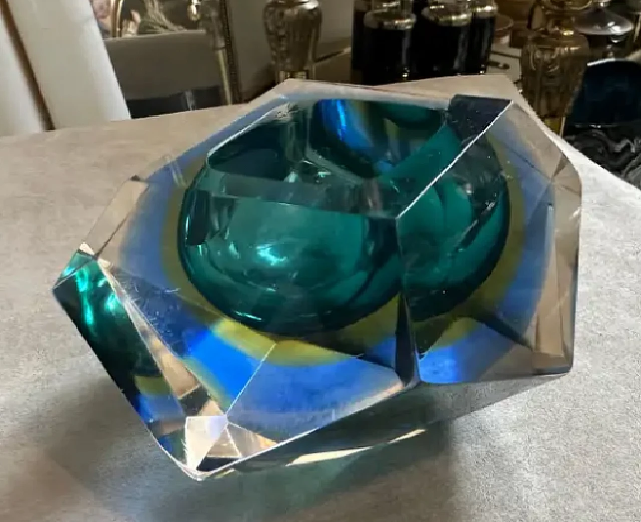 Submerged facetted Murano glass ashtray by Seguso, 1970s 7