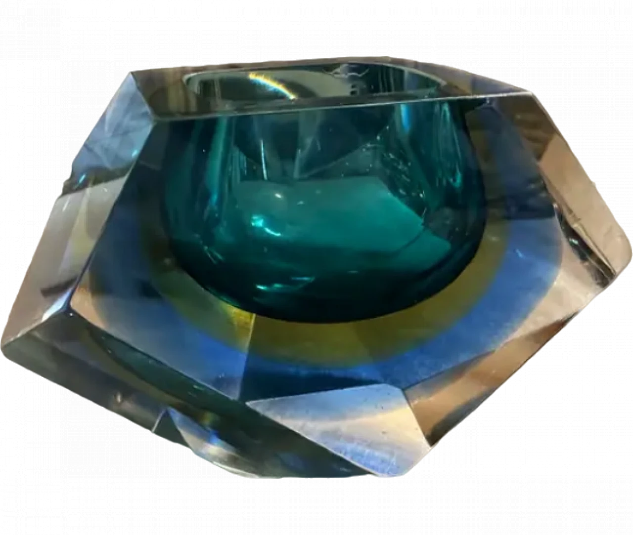 Submerged facetted Murano glass ashtray by Seguso, 1970s 8