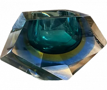 Submerged facetted Murano glass ashtray by Seguso, 1970s