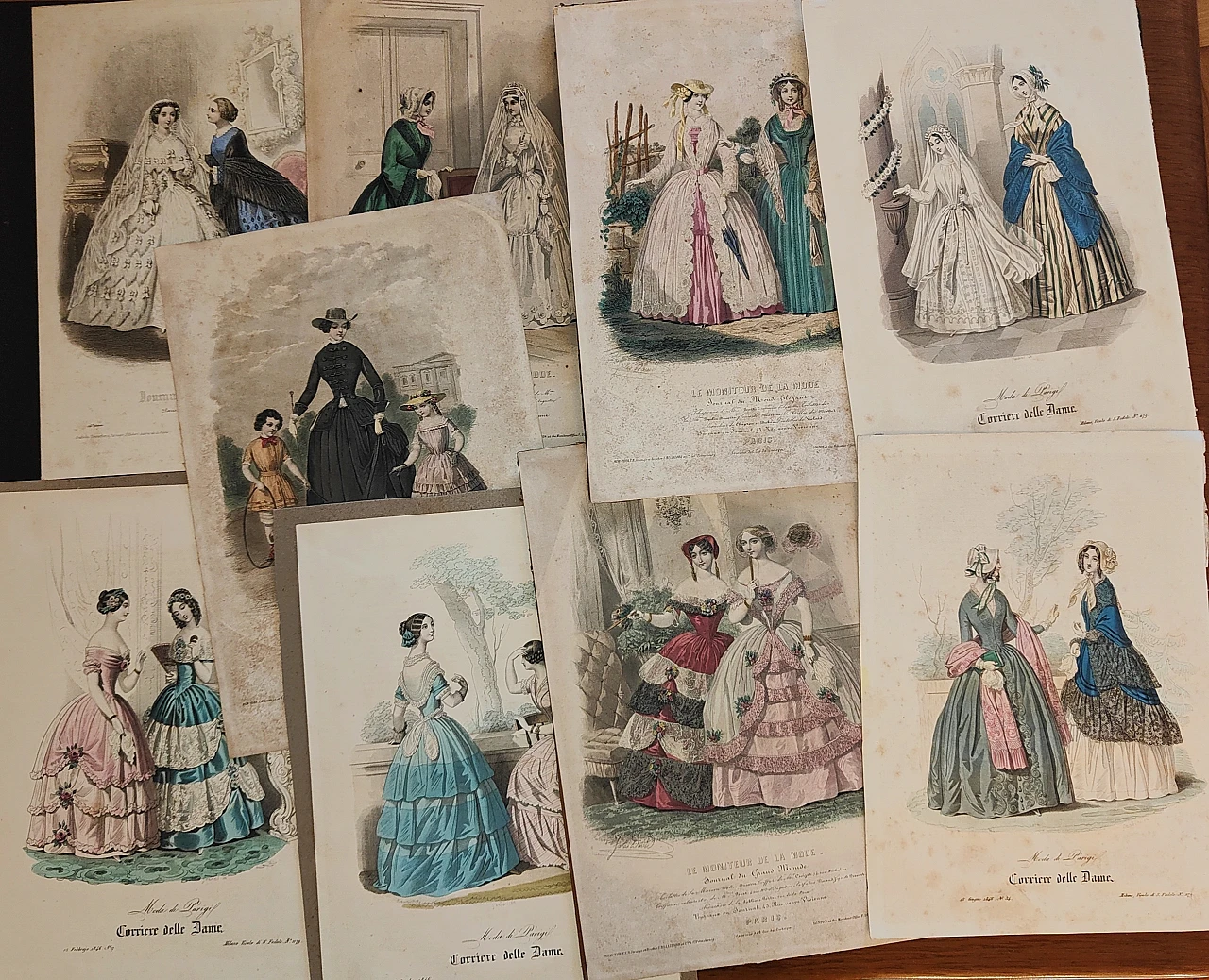 9 Parisian and Milanese fashion prints, 19th century 1