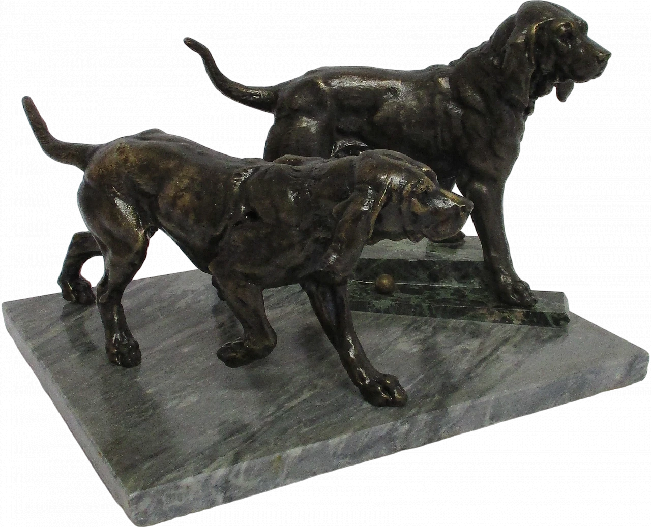 Cani da caccia, scultura in bronzo Deco, primi '900 9