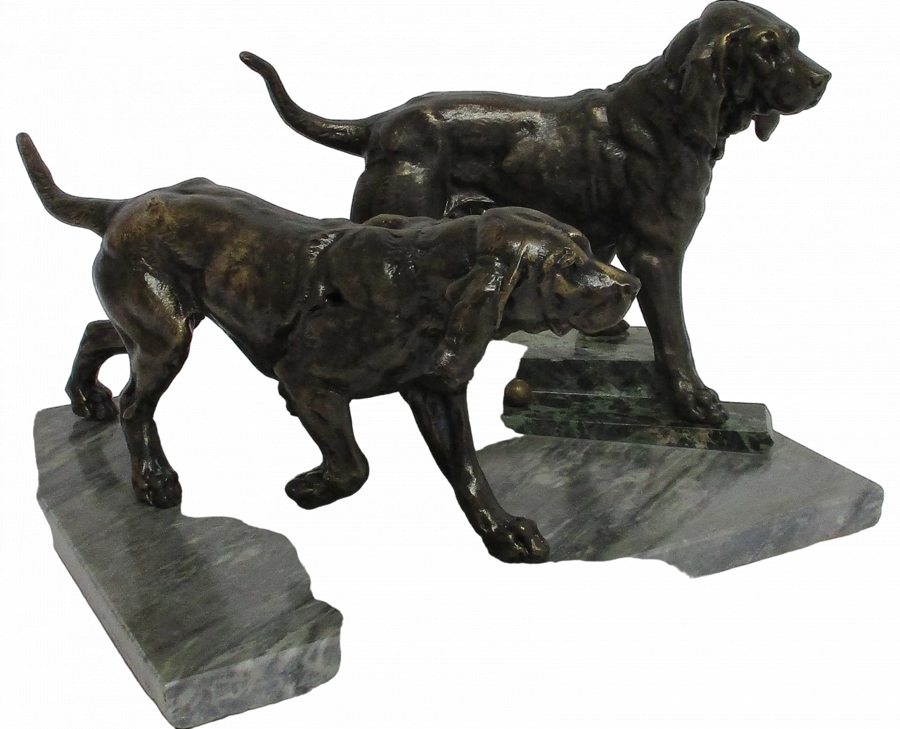 Cani da caccia, scultura in bronzo Deco, primi '900 10