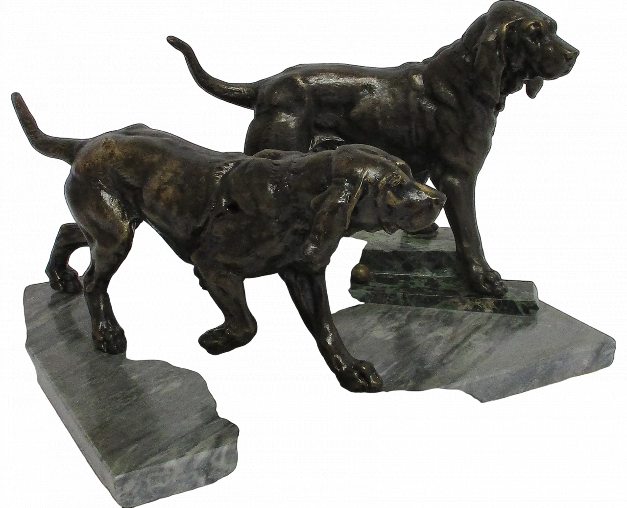 Cani da caccia, scultura in bronzo Deco, primi '900 11