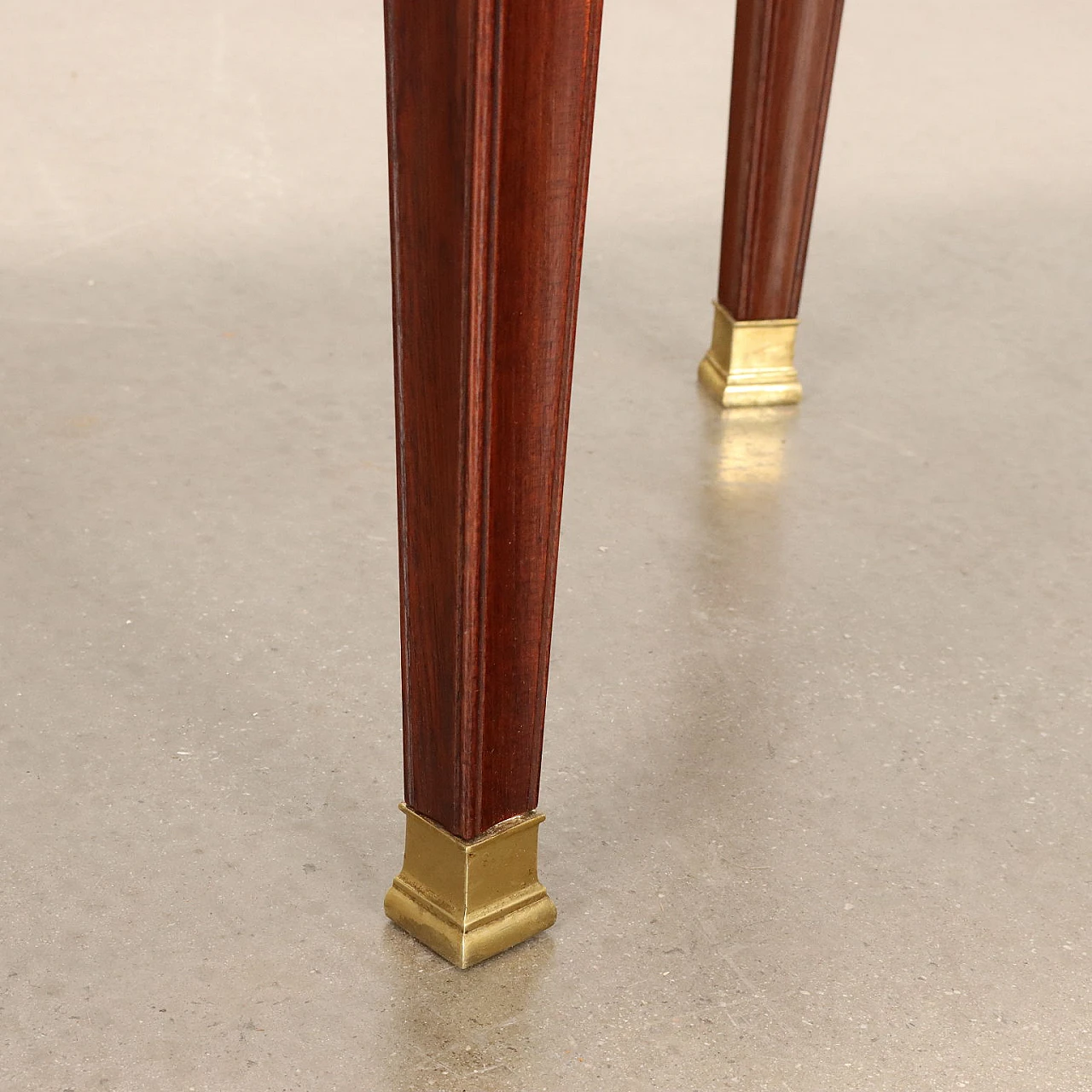 Pair of mahogany consoles with glass top, 1950s 9