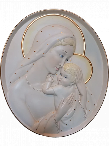 Madonna con Bambino ovale in Ceramica della Lenci 1940 circa, Italia