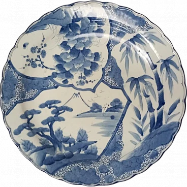 Large Japanese hand-painted ceramic plate, 19th century