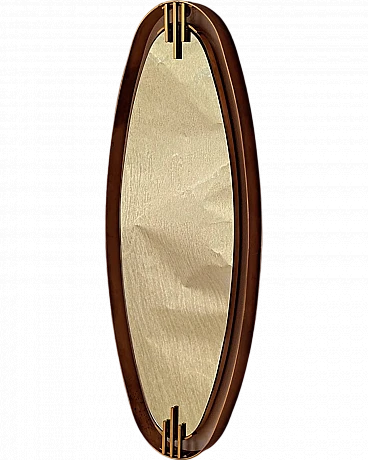 Oval wall mirror with brass frame by Sant’Ambrogio De Berti, 60s