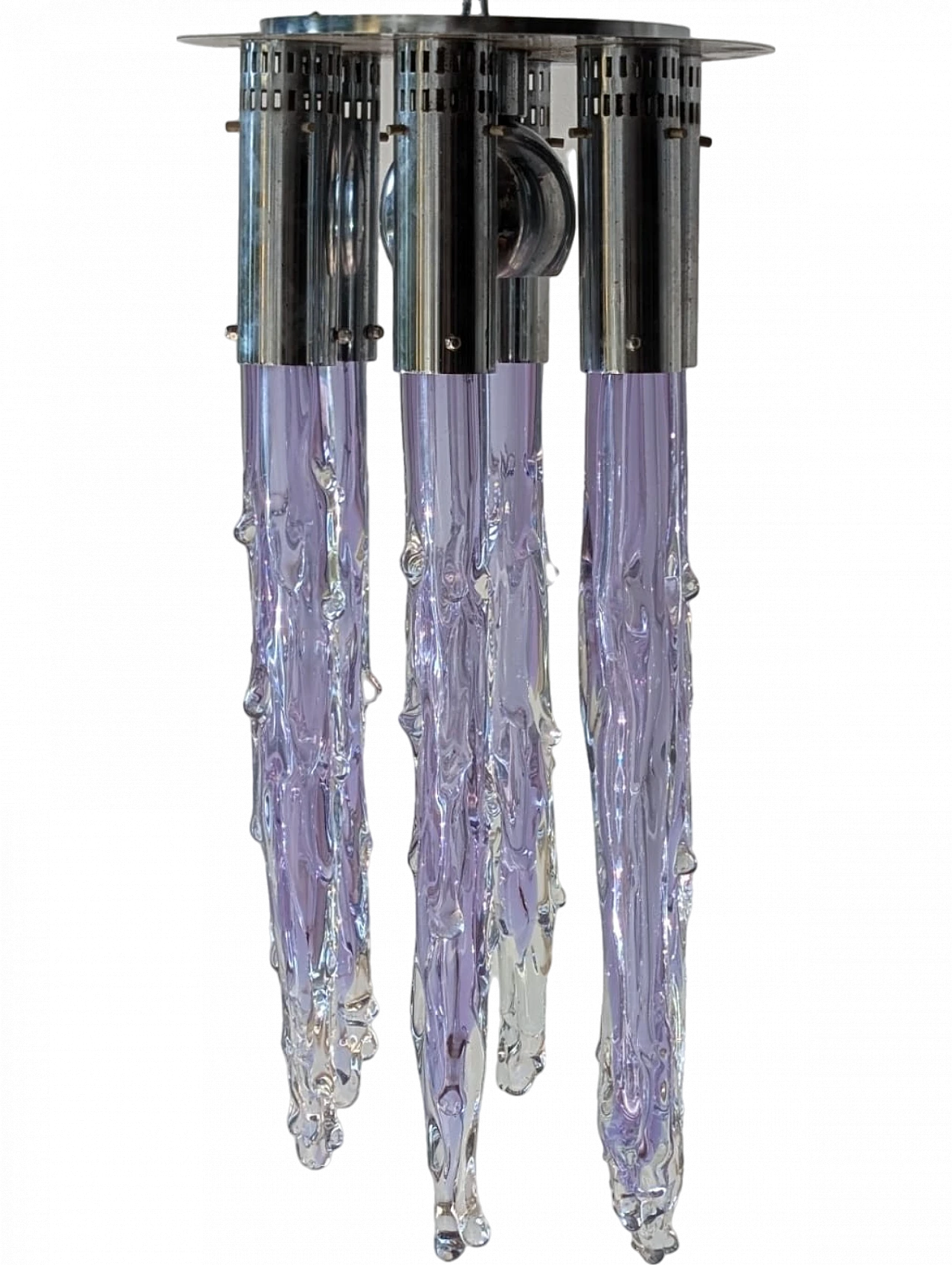 Murano iridescent glass Ceiling Chandelier, 1970s 12