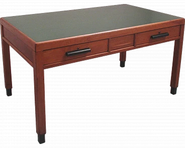 Ministerial office desk in beech wood with green top, 1940s