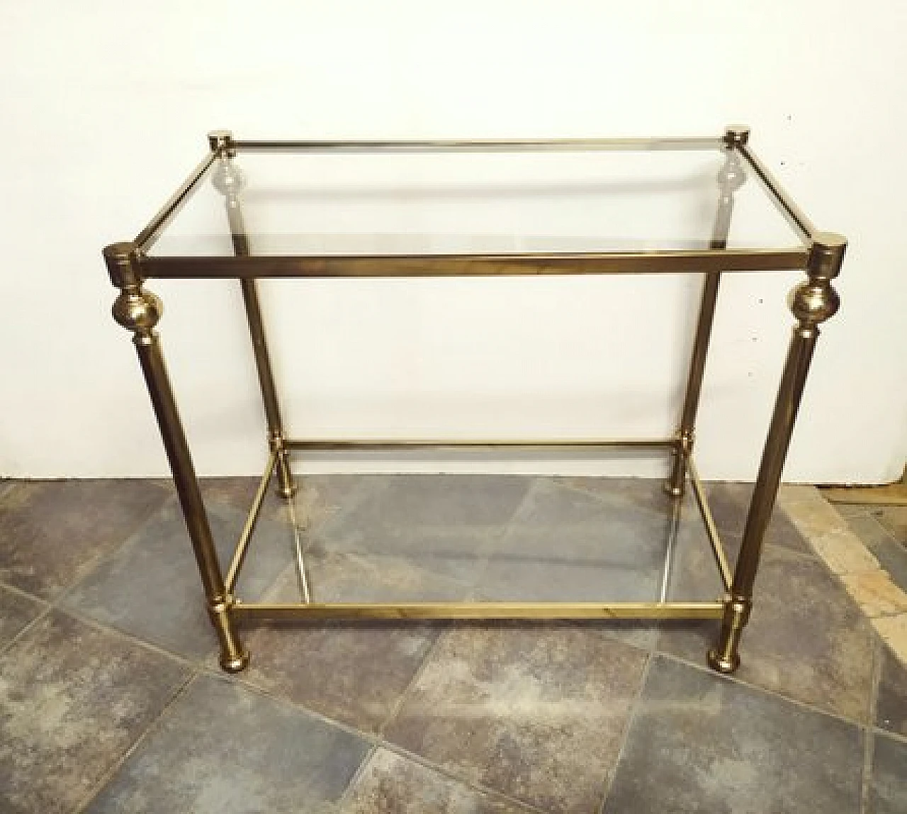 Brass and glass console, 1970s 1