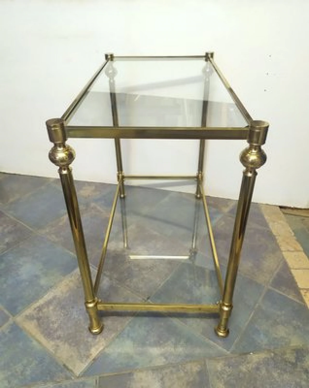 Brass and glass console, 1970s 3