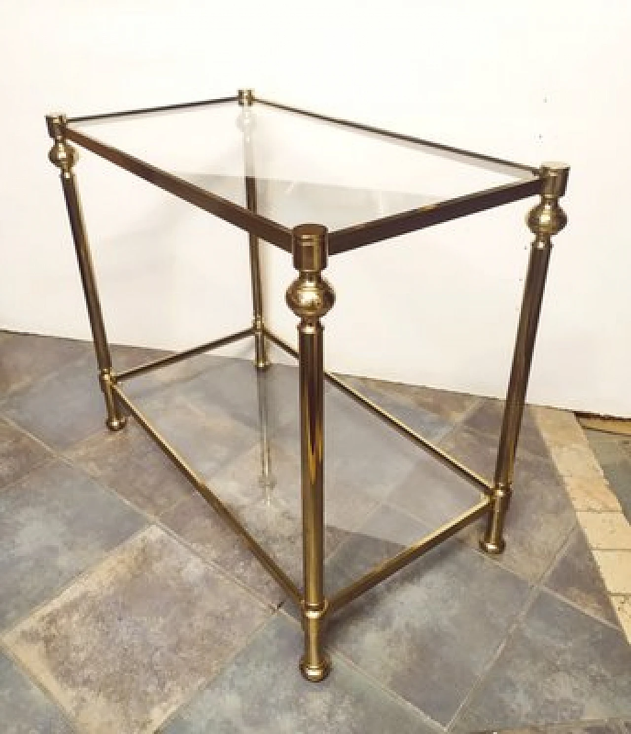 Brass and glass console, 1970s 4