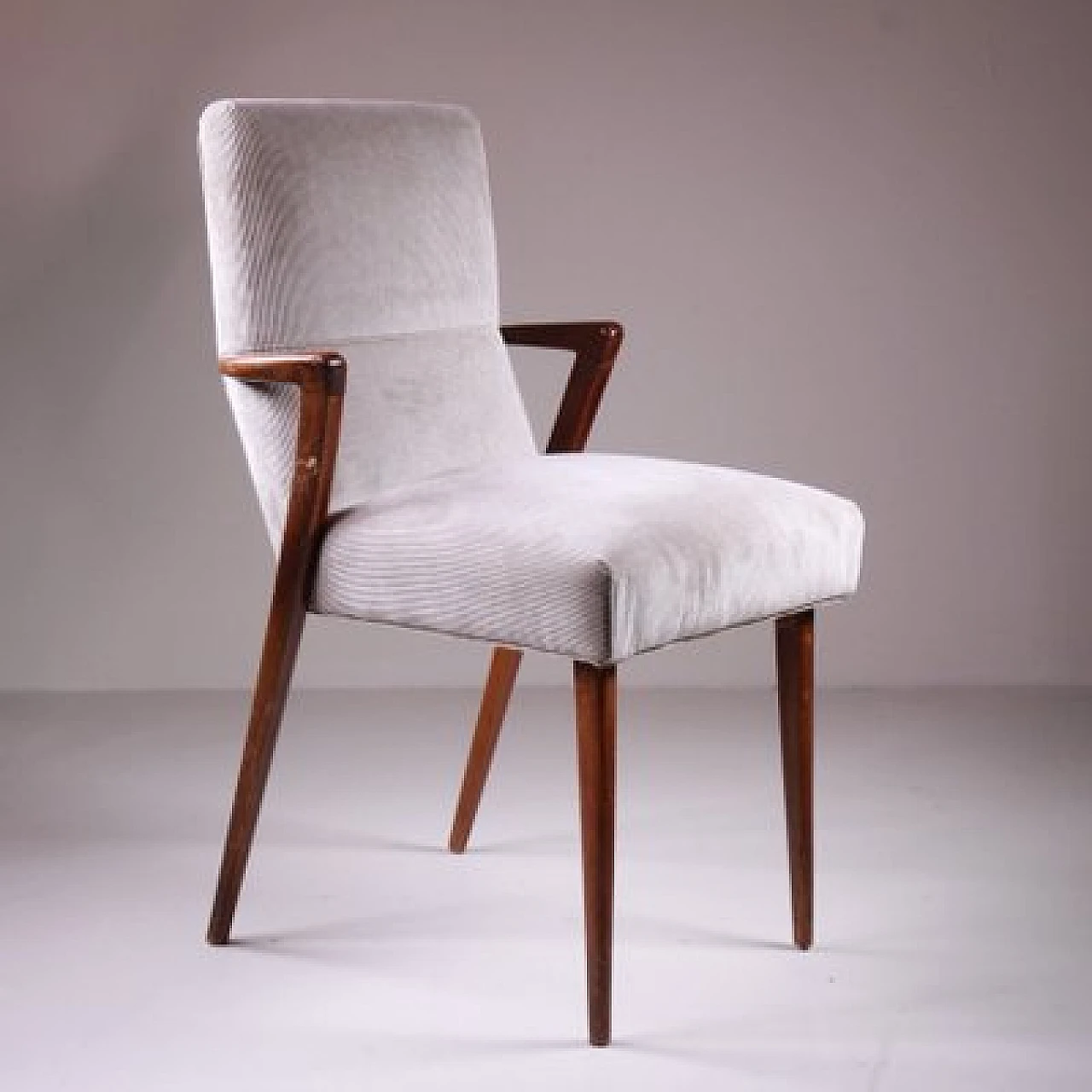 Velvet and wood chair, 1960s 1