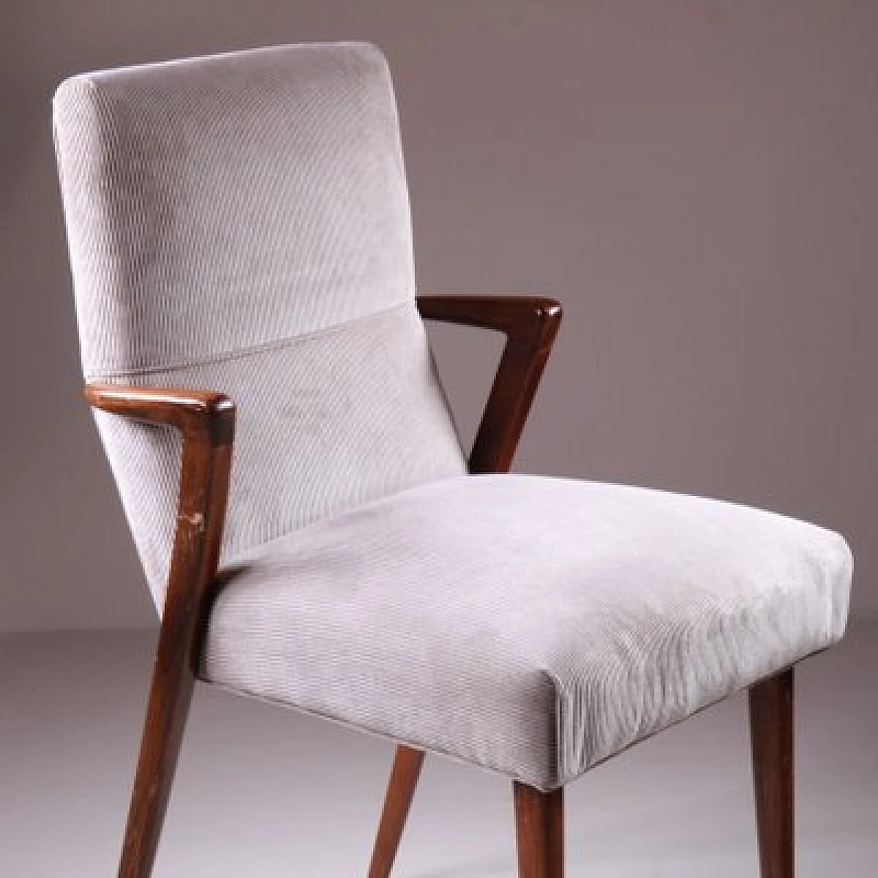 Velvet and wood chair, 1960s 2