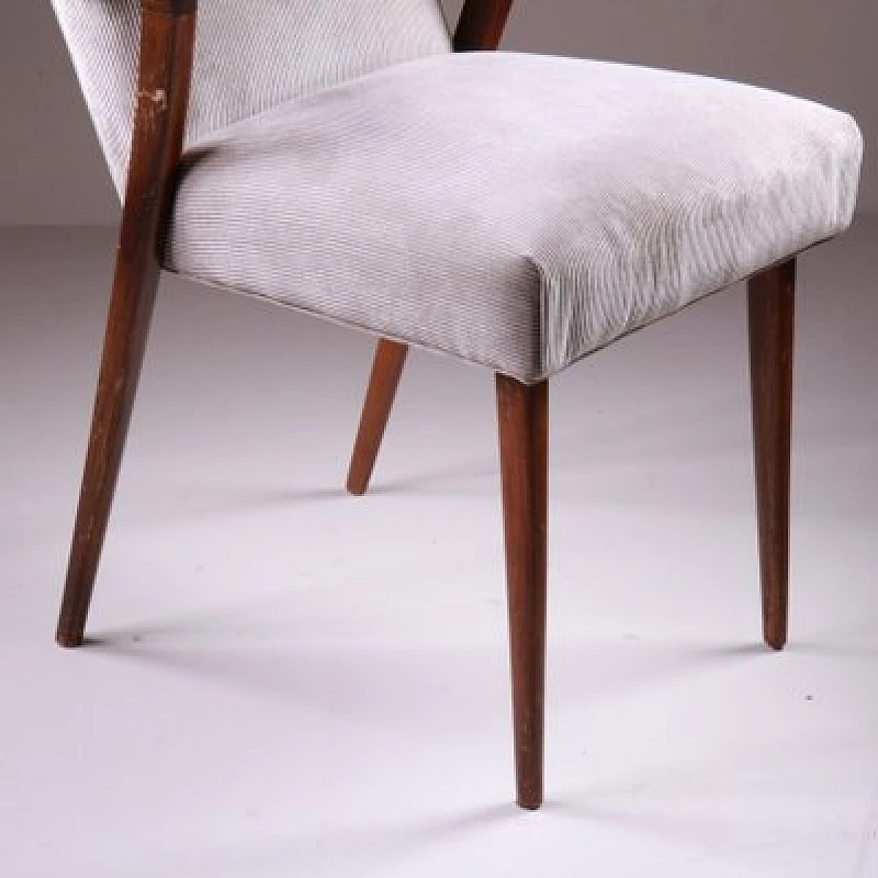 Velvet and wood chair, 1960s 3