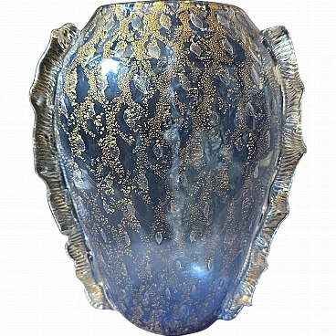 Modern blue and gold Murano glass vase in Barovier style, 1970s