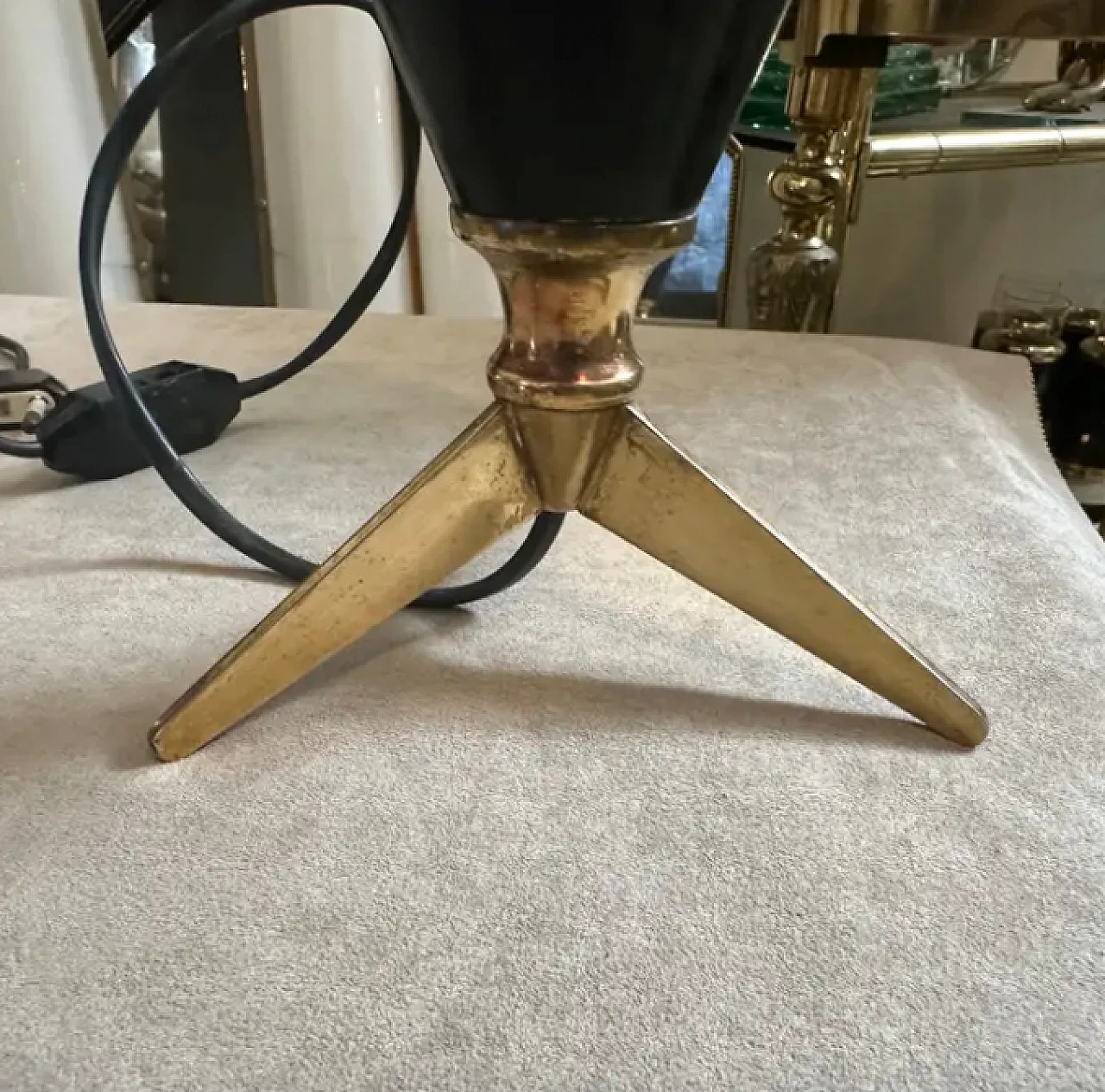 Sputnik desk lamp in aluminium and brass, 1950s 2