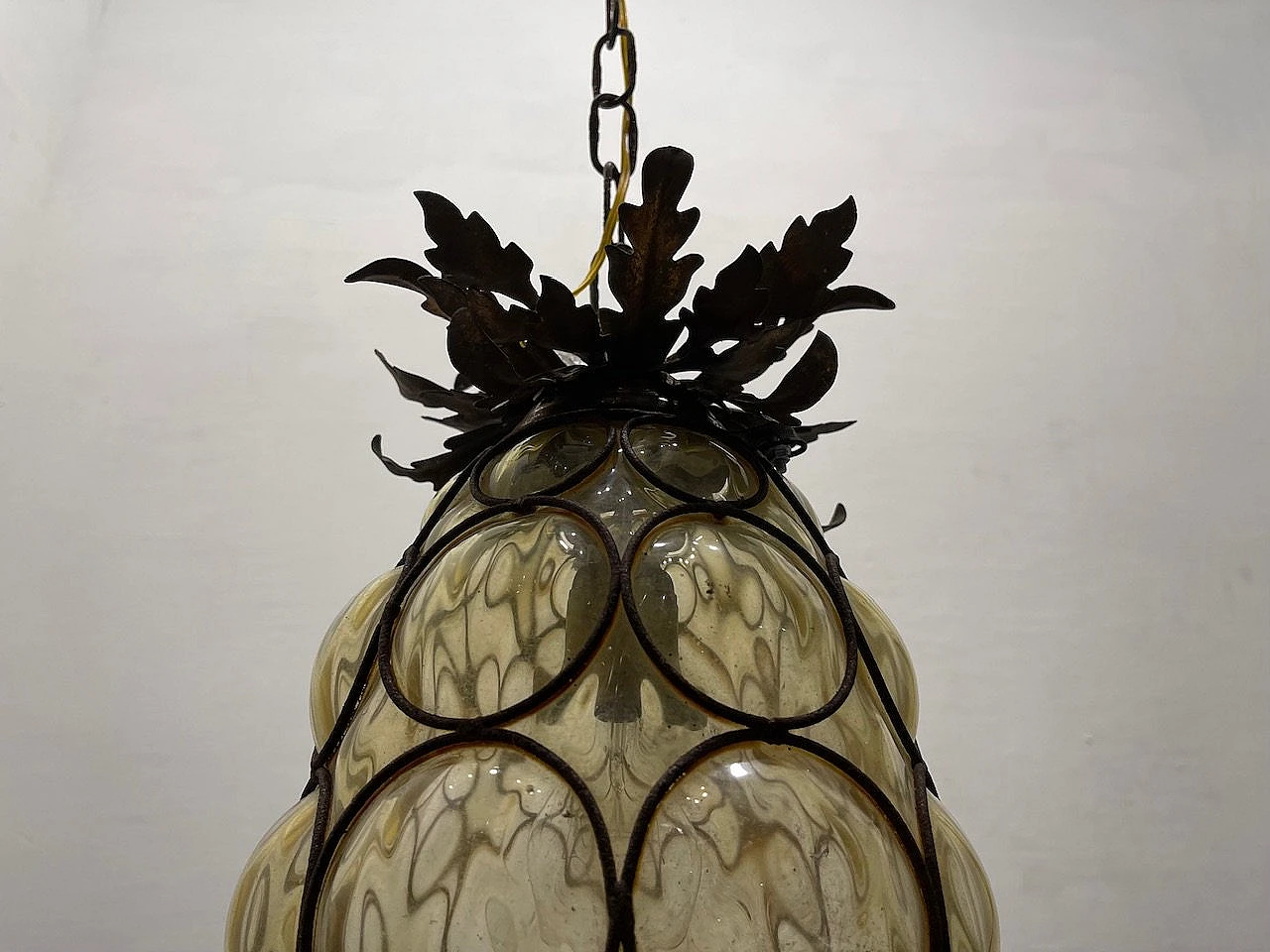 Wrought Iron Murano Glass Light Pendant 1