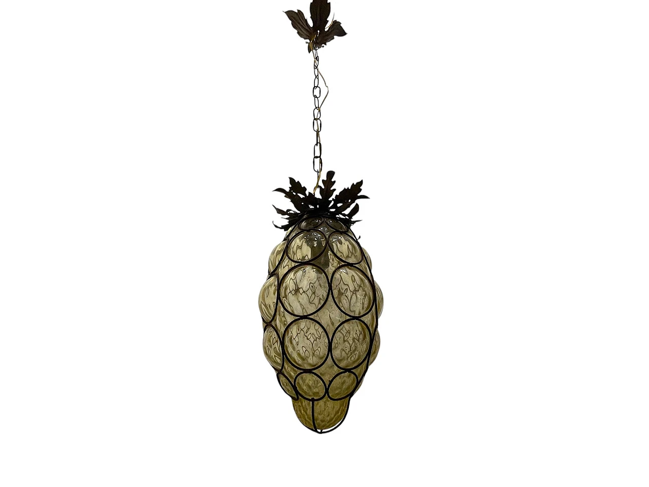 Wrought Iron Murano Glass Light Pendant 2