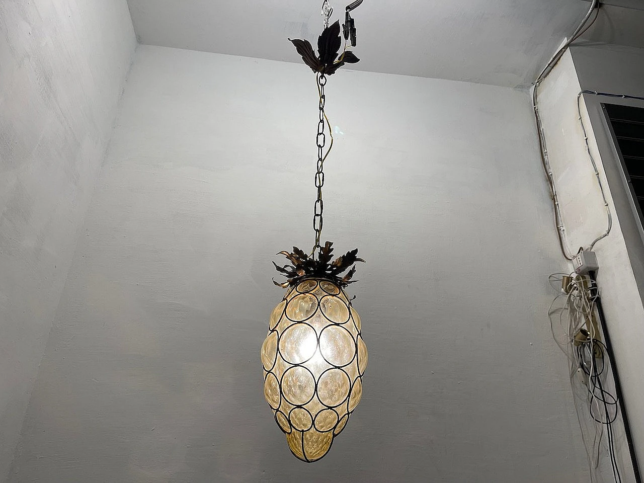 Wrought Iron Murano Glass Light Pendant 3