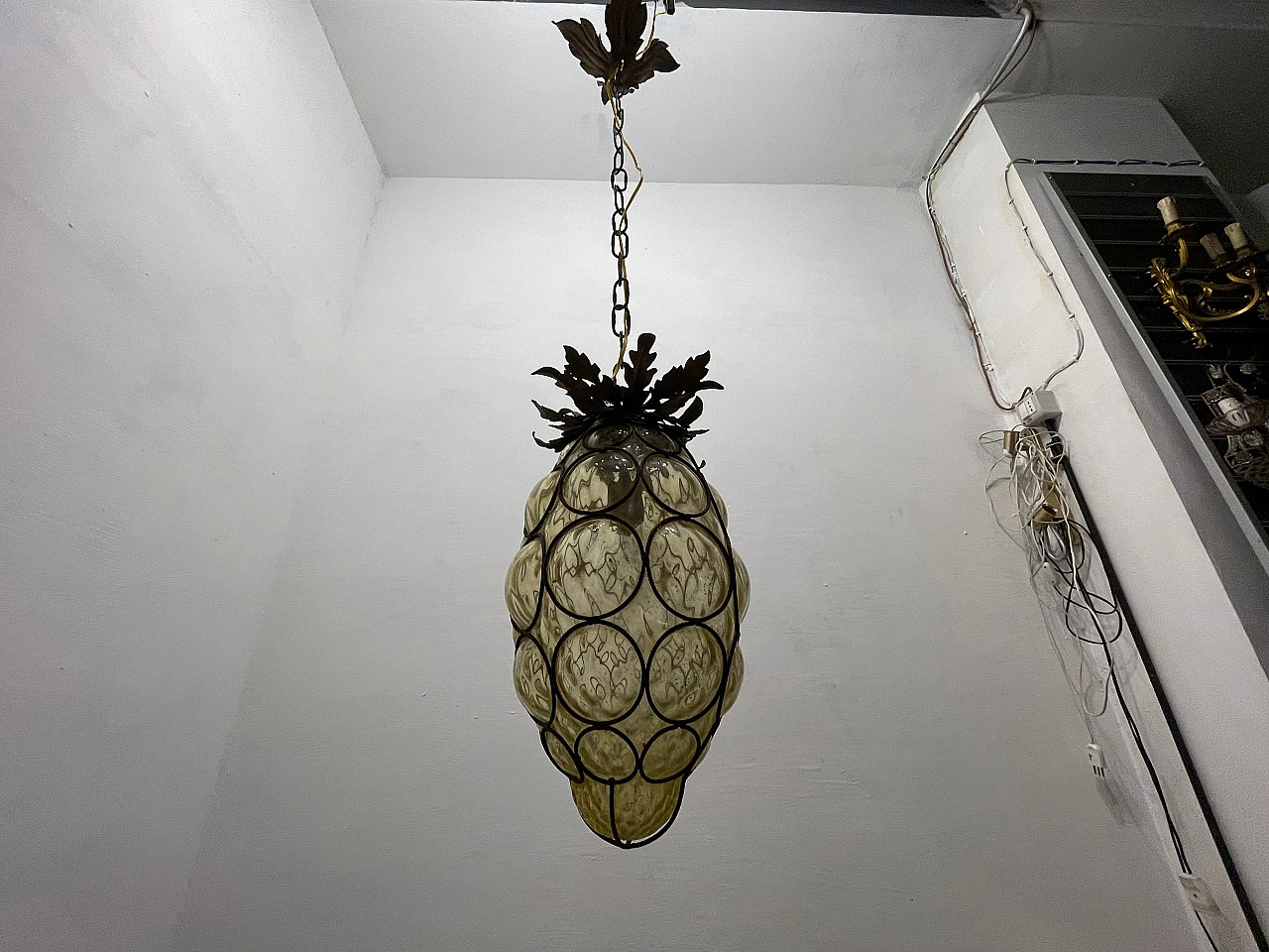 Wrought Iron Murano Glass Light Pendant 9