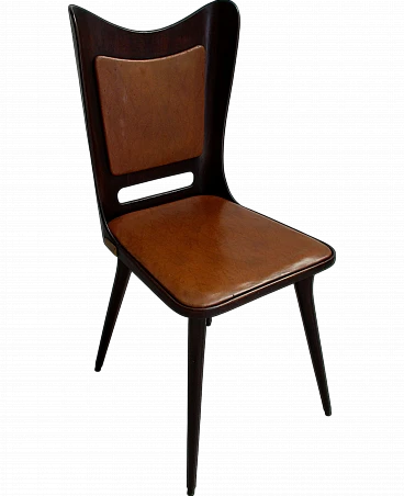 Mario Asnago chair in rosewood and leatherette, 1950s