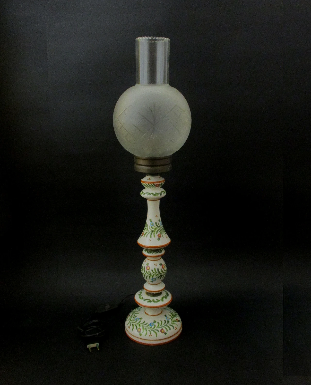 Bassano ceramic and glass lamp, mid-20th century 2