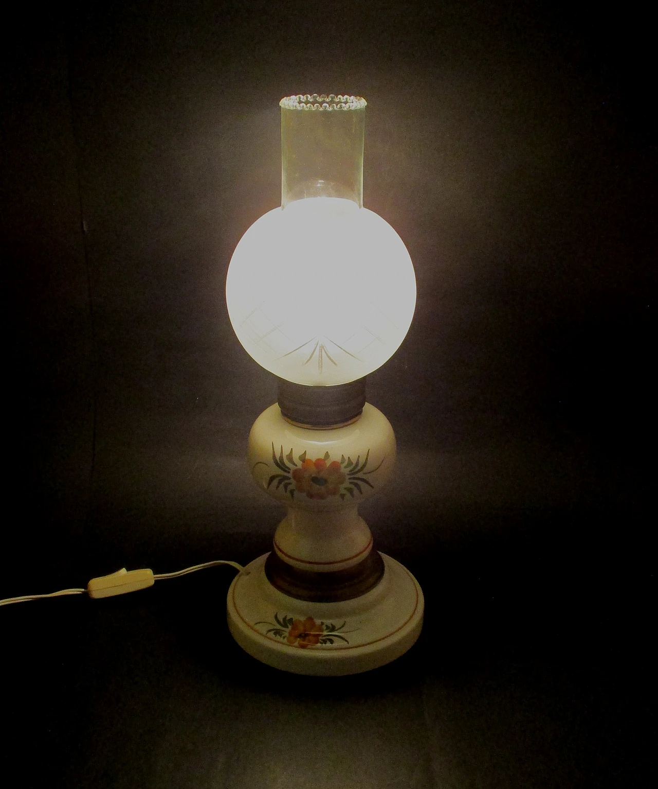 Lampada lume in ceramica bassano e vetro metà '900 6