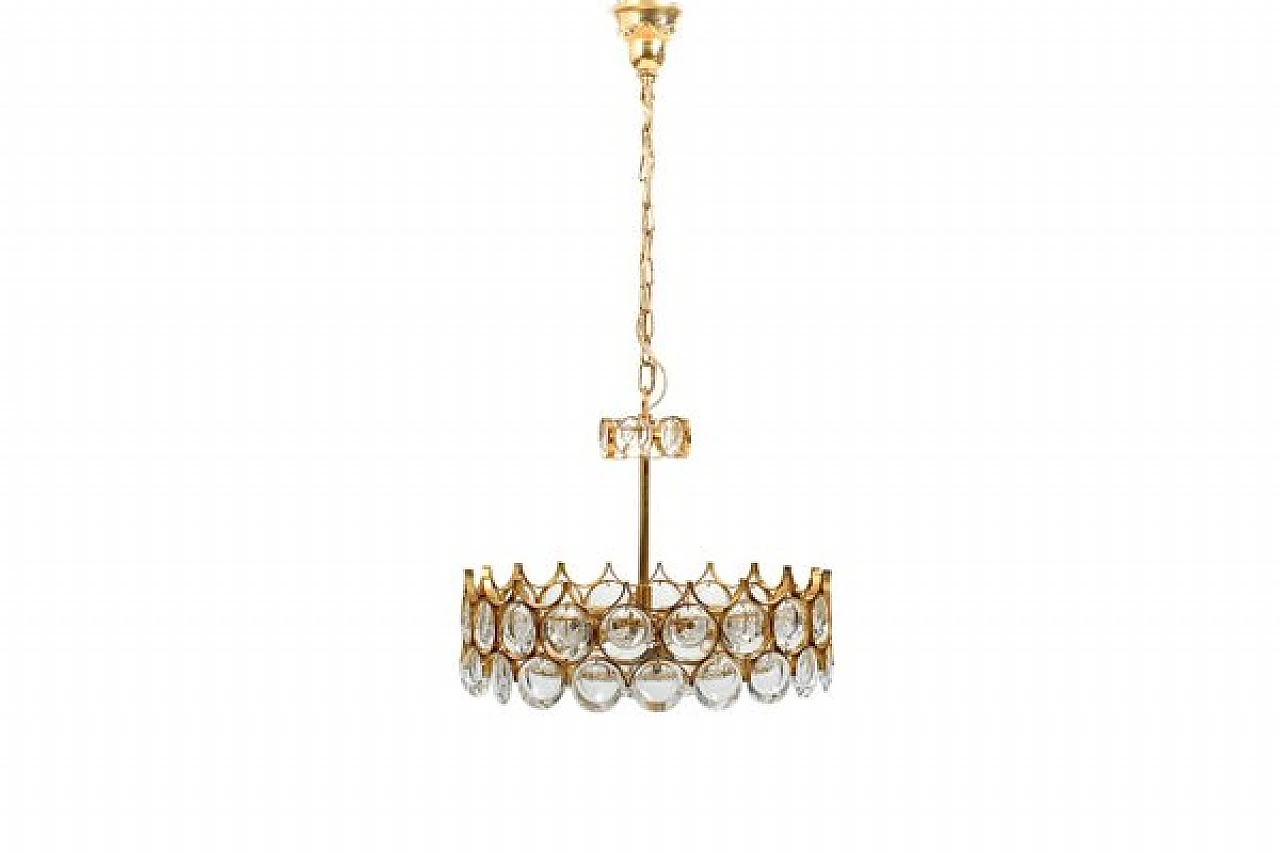 Gilded brass and crystal chandelier by Palwa, 1970s 1