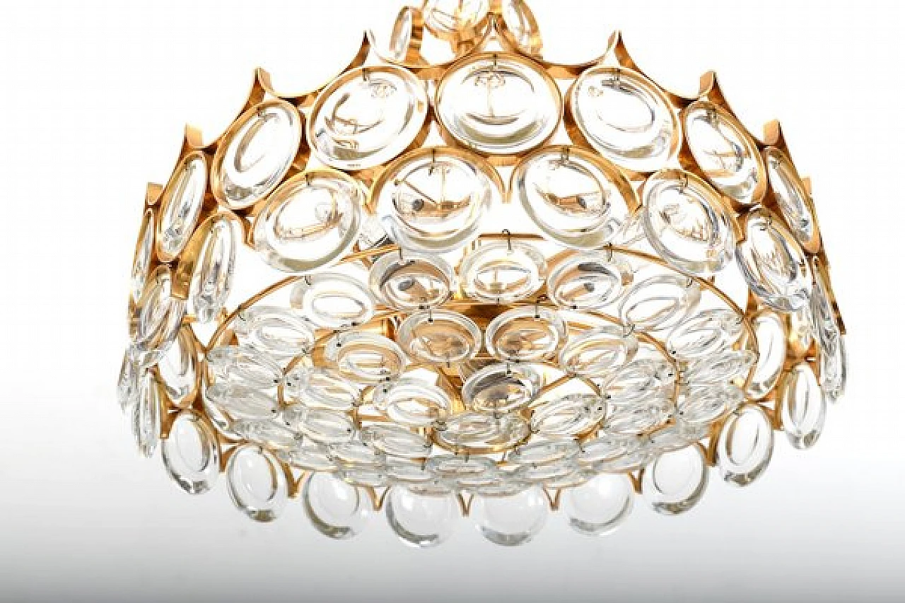 Gilded brass and crystal chandelier by Palwa, 1970s 8