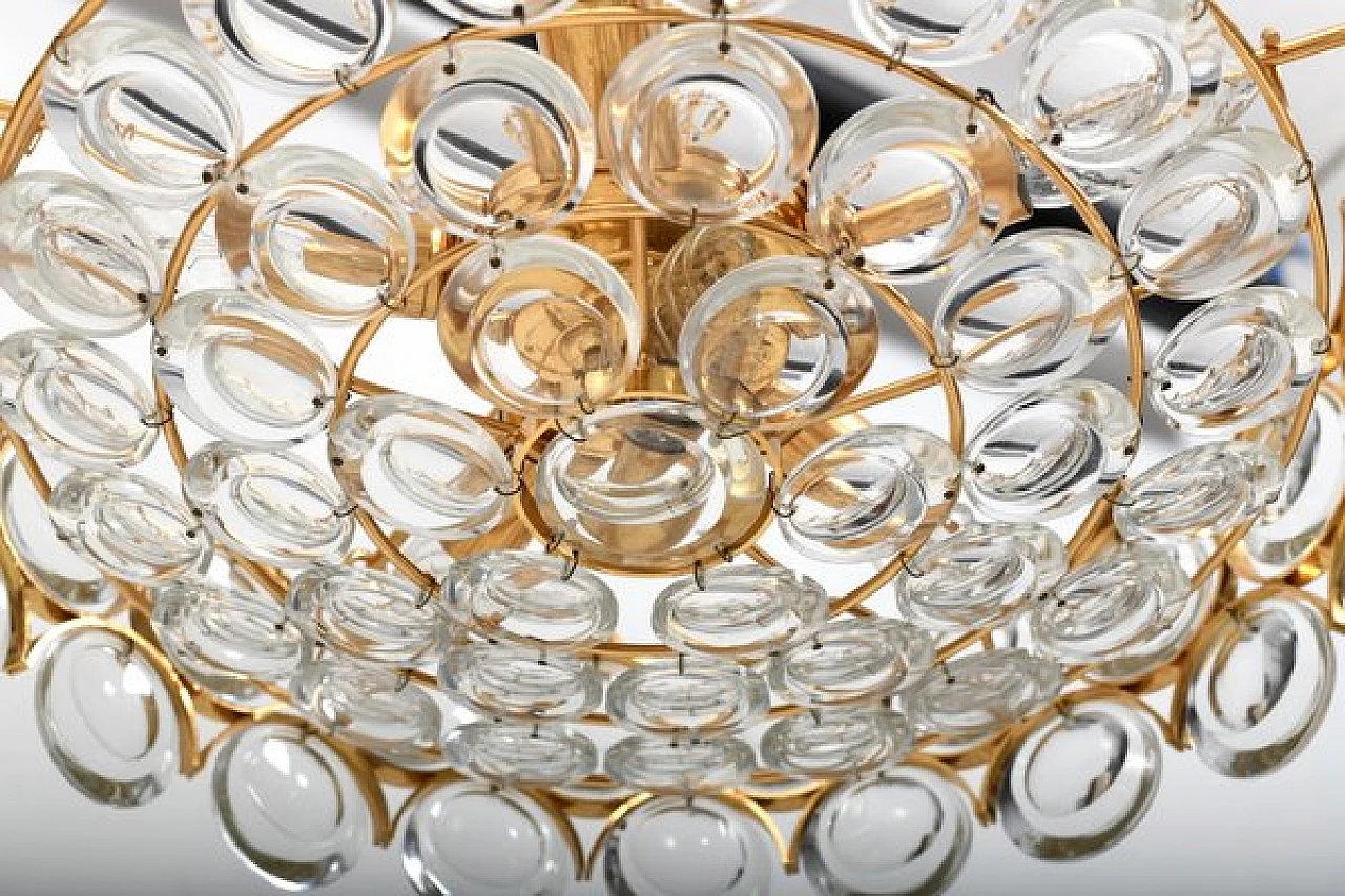 Gilded brass and crystal chandelier by Palwa, 1970s 10