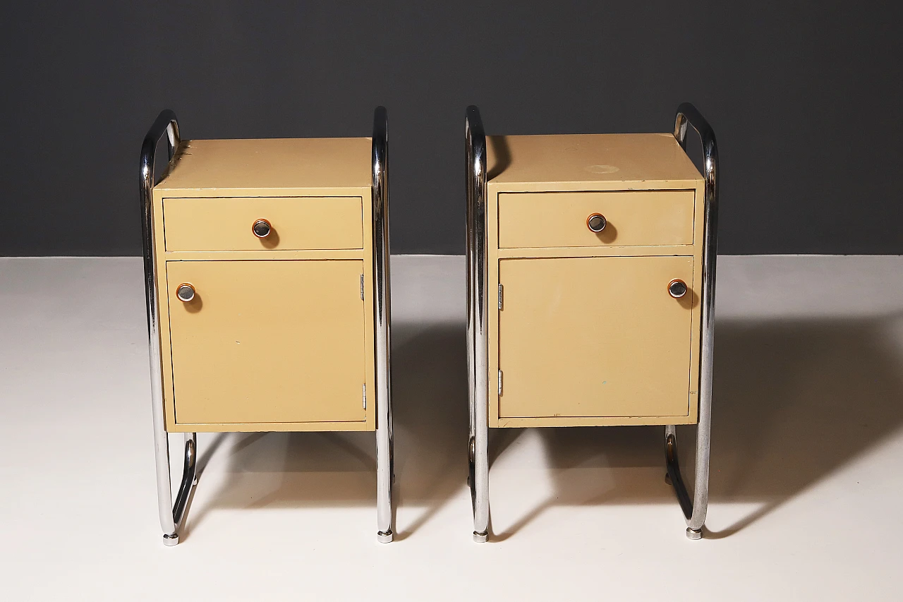 Pair of chromed Bauhaus bedside tables, 1930s 2