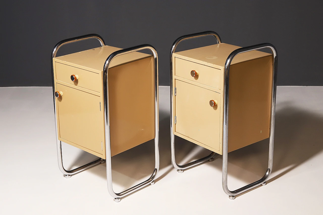 Pair of chromed Bauhaus bedside tables, 1930s 3