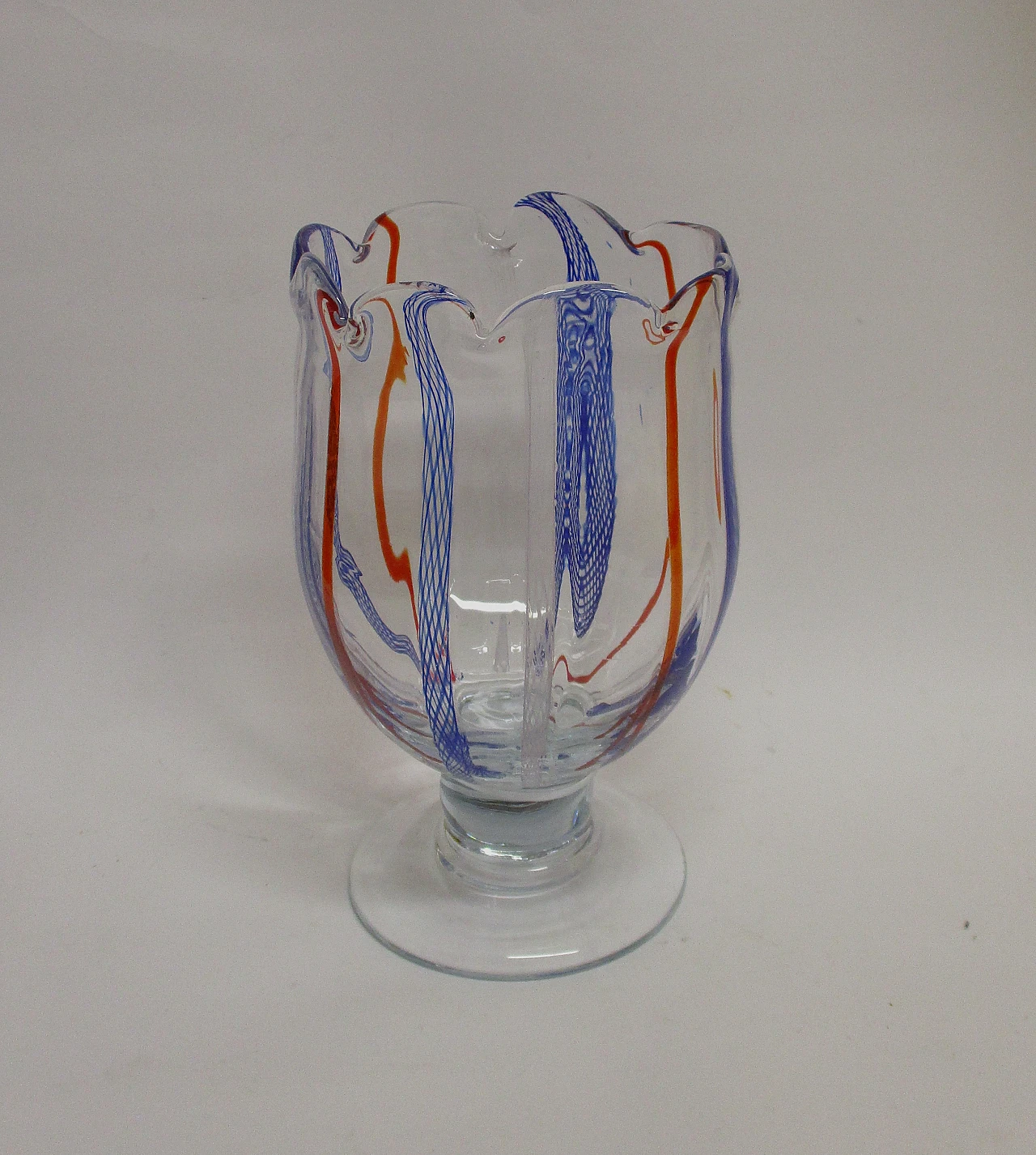 Vaso artistico in vetro di murano soffiato anni '60 1