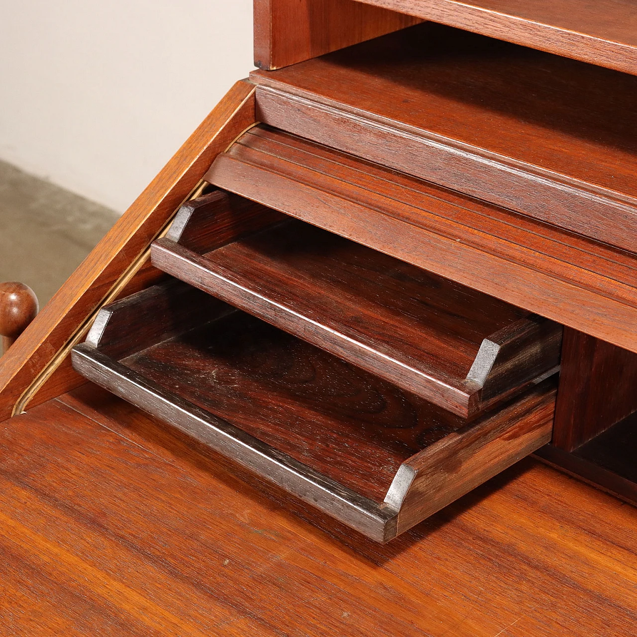 Teak veneered wood desk by Fratelli Proserpio, 1960s 6