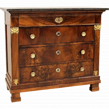 Empire chest of drawers in walnut, 19th century