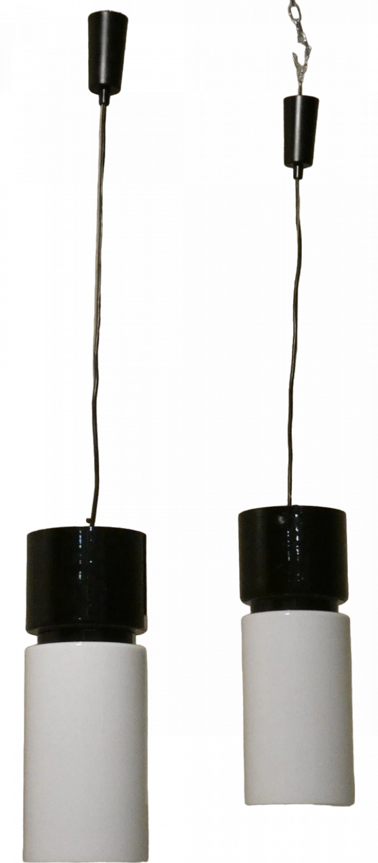 Pendants in opaline glass and glazed ceramic, 60s 20