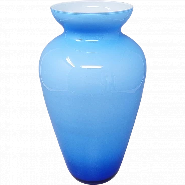 1960s Astonishing Blue Jackated Vase in Murano Glass. Made in Italy