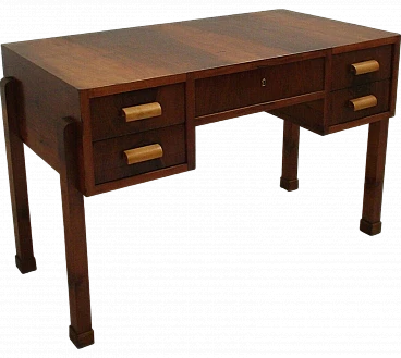 Art Deco walnut desk,  early 20th century